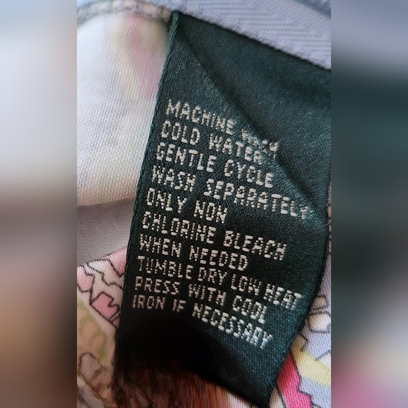 LRL RALPH LAUREN Women 16 Blue Yellow Pink Paisley Cotton Stretch Pants - Picture 4 of 8